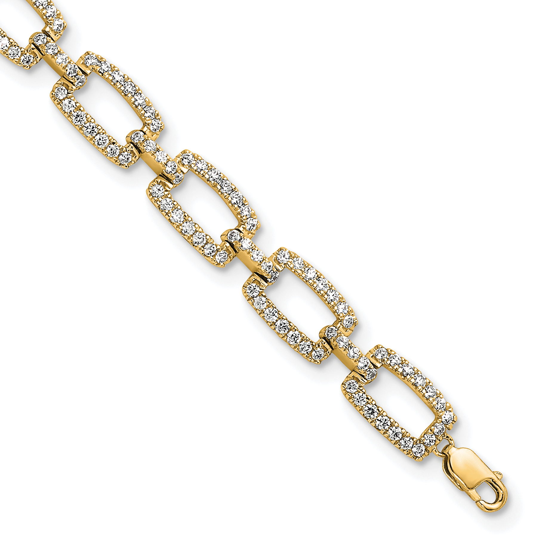 True Origin 14k 2 5/8 carat Lab Grown Diamond VS D E F 7 inch Rectangle Link Bracelet with a 1 inch extension (BM11003-262-LD)