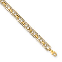 True Origin 14K Yellow Gold 2 Carat Lab Grown Diamond VS+ F+ Bracelet with 1 in Extension Complete Link, 7" view 1
