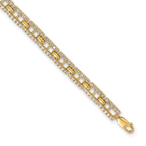 True Origin 14K Yellow Gold 2 Carat Lab Grown Diamond VS+ F+ Bracelet with 1 in Extension Complete Link, 7"