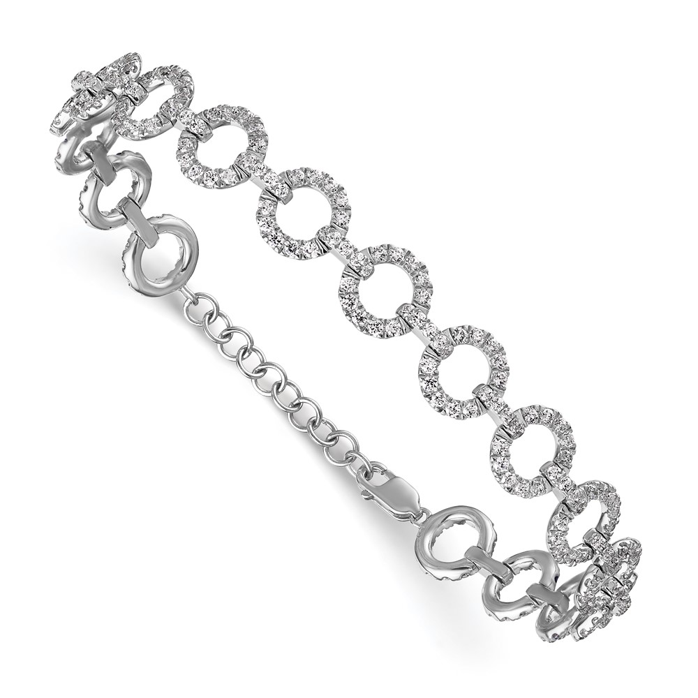True Origin 14k White Gold 2 7/8 carat Lab Grown Diamond VS DEF 7 inch Fancy Link Bracelet with a 1 inch extension (BM11005-288-WLD)