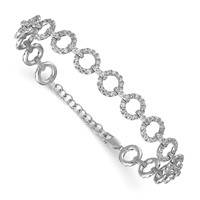 True Origin 14K White Gold 2.88 Carat Lab Grown Diamond VS+ F+ Bracelet with 1 in Extension Complete Link, 7" view 3