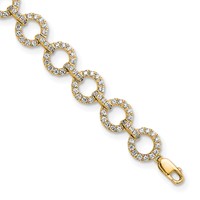 True Origin 14K Yellow Gold 2.88 Carat Lab Grown Diamond VS+ F+ Bracelet with 1 in Extension Complete Link, 7" view 1