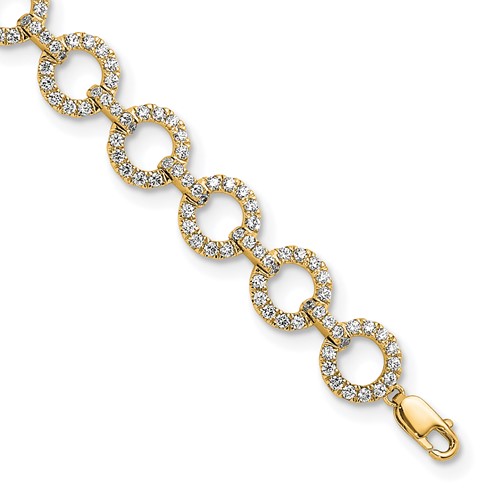 True Origin 14K Yellow Gold 2.88 Carat Lab Grown Diamond VS+ F+ Bracelet with 1 in Extension Complete Link, 7"