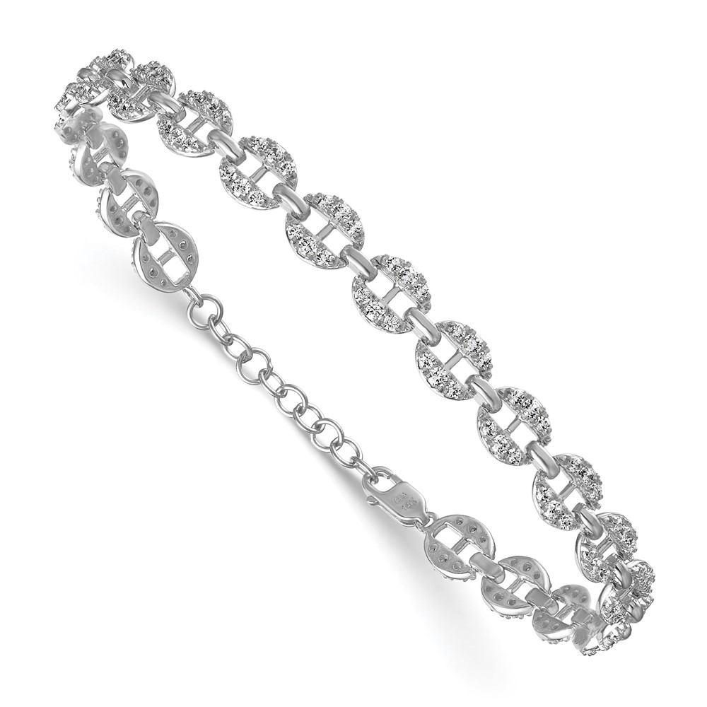True Origin 14k White Gold 1 7/8 carat Lab Grown Diamond VS DEF 7 inch Anchor Link Bracelet with a 1 inch extension (BM11006-188-WLD)