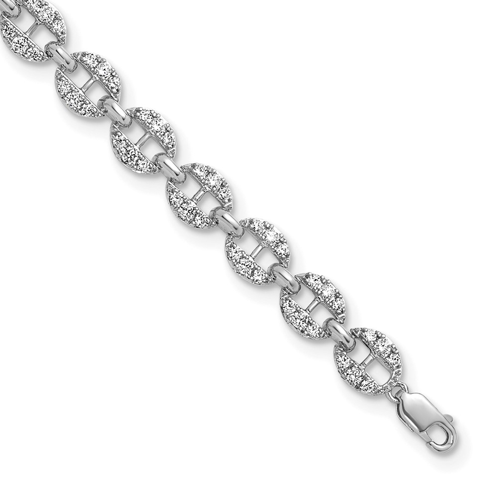 True Origin 14k White Gold 1 7/8 carat Lab Grown Diamond VS DEF 7 inch Anchor Link Bracelet with a 1 inch extension (BM11006-188-WLD)