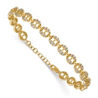 True Origin 14K Yellow Gold 1.88 Carat Lab Grown Diamond VS+ F+ Bracelet with 1 in Extension Complete Anchor Link, 7" view 3