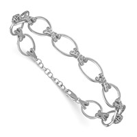 True Origin 14K White Gold 1.17 Carat Lab Grown Diamond VS+ F+ Bracelet with 1 in Extension Complete X and O, 7" view 3