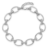 True Origin 14K White Gold 1.17 Carat Lab Grown Diamond VS+ F+ Bracelet with 1 in Extension Complete X and O, 7" view 4