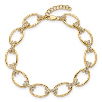 True Origin 14K Yellow Gold 1.17 Carat Lab Grown Diamond VS+ F+ Bracelet with 1 in Extension Complete X and O, 7" view 4