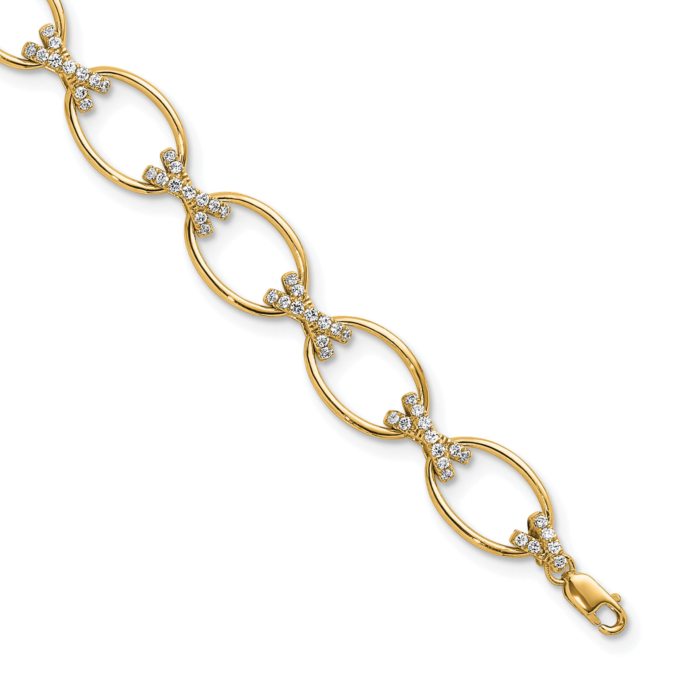 True Origin 14k 1 1/6 carat Lab Grown Diamond VS D E F 7 inch X and O Bracelet with a 1 inch extension (BM11007-116-LD)