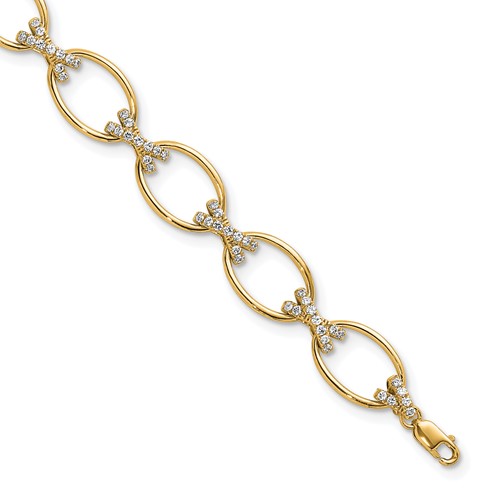 True Origin 14K Yellow Gold 1.17 Carat Lab Grown Diamond VS+ F+ Bracelet with 1 in Extension Complete X and O, 7"