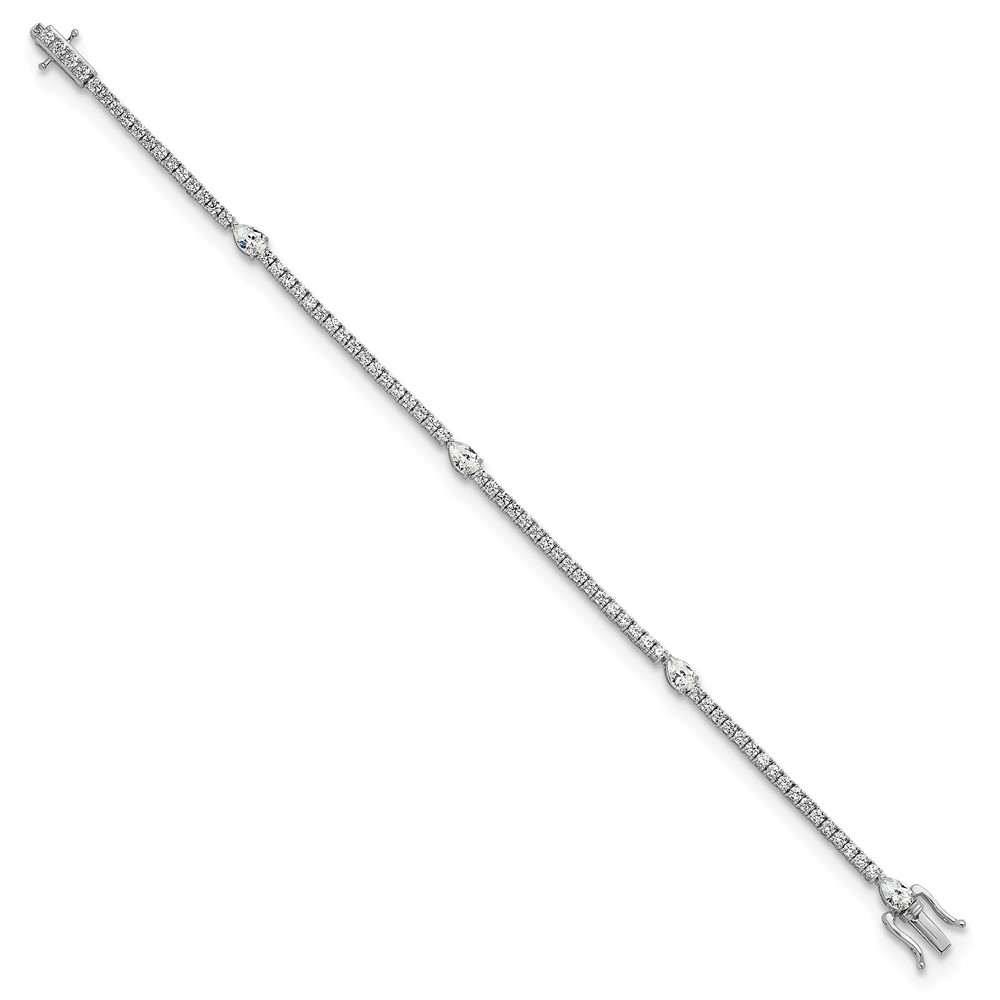 True Origin 14k White Gold 3 3/8 carat Lab Grown Diamond VS D E F Round and Pear 7 inch Bracelet (BM11008-450-WLD)