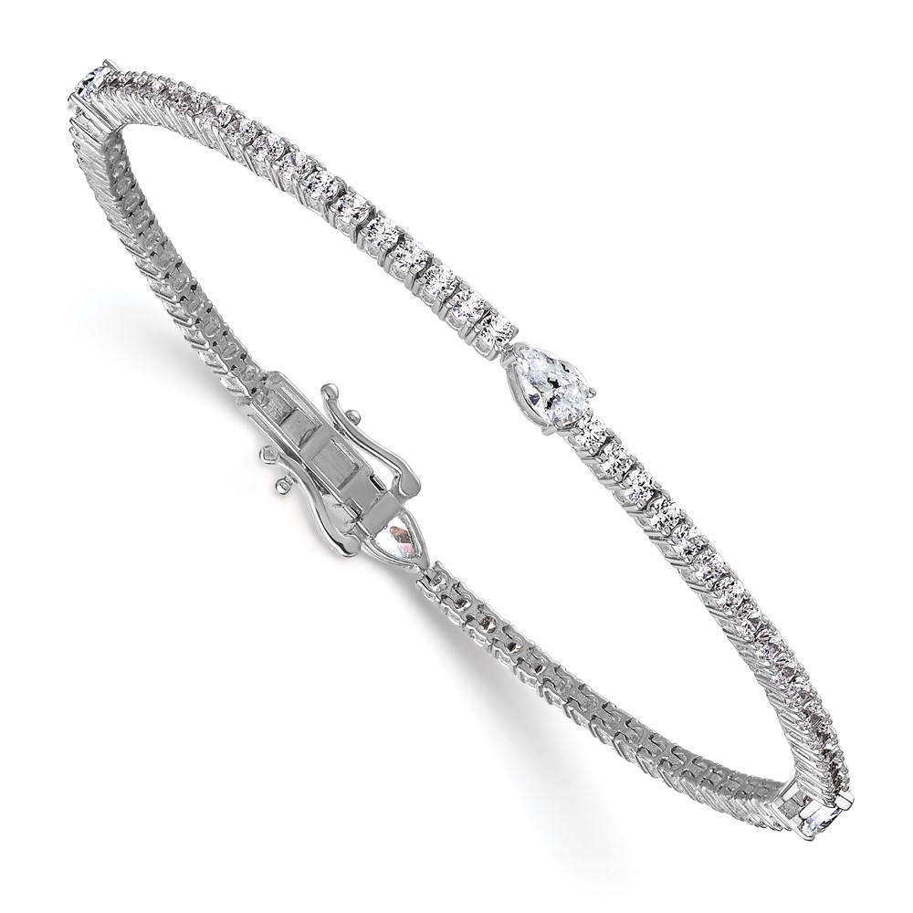 True Origin 14k White Gold 3 3/8 carat Lab Grown Diamond VS D E F Round and Pear 7 inch Bracelet (BM11008-450-WLD)