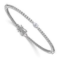 True Origin 14K White Gold 4.50 Carat Lab Grown Diamond VS+ F+ Pear Center Complete Bracelet, 7" view 3
