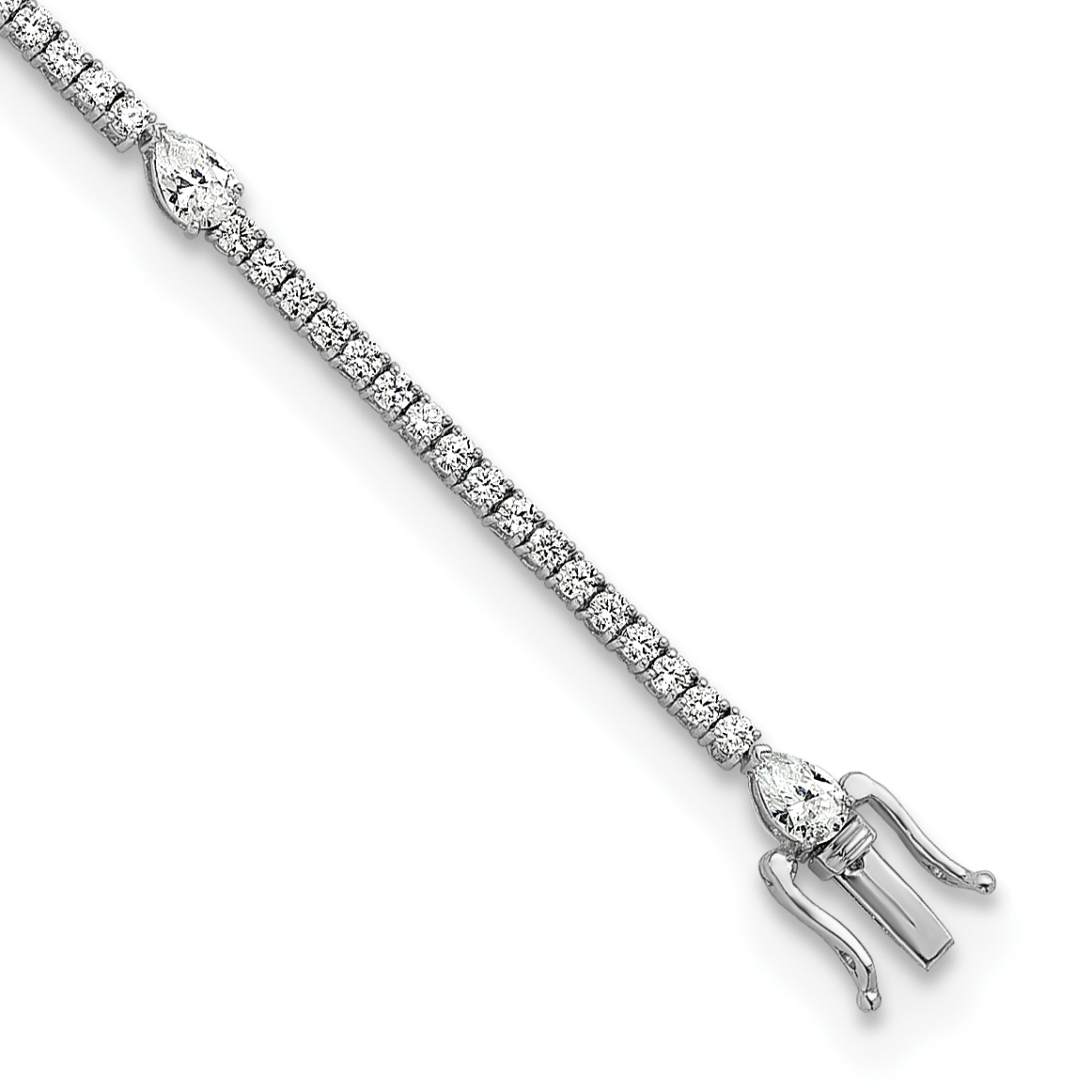 True Origin 14k White Gold 3 3/8 carat Lab Grown Diamond VS D E F Round and Pear 7 inch Bracelet (BM11008-450-WLD)