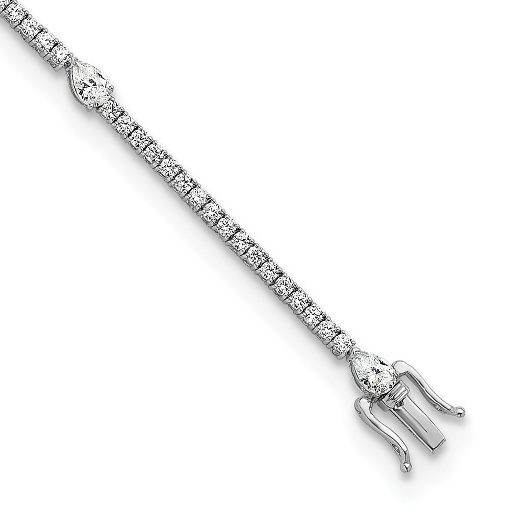 True Origin 14K White Gold 4.50 Carat Lab Grown Diamond VS+ F+ Pear Center Complete Bracelet, 7"