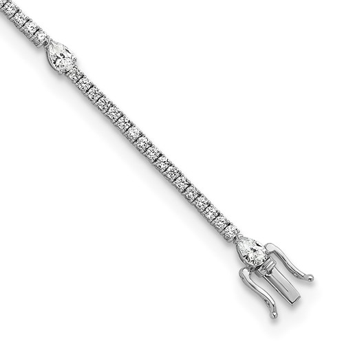 True Origin 14K White Gold 4.50 Carat Lab Grown Diamond VS+ F+ Pear Center Complete Bracelet, 7"