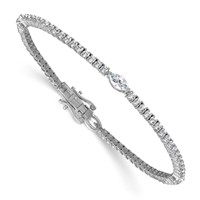 True Origin 14K White Gold 3.62 Carat Lab Grown Diamond VS+ F+ Marquise Center Complete Bracelet, 7" view 3