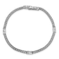 True Origin 14K White Gold 3.62 Carat Lab Grown Diamond VS+ F+ Marquise Center Complete Bracelet, 7" view 4