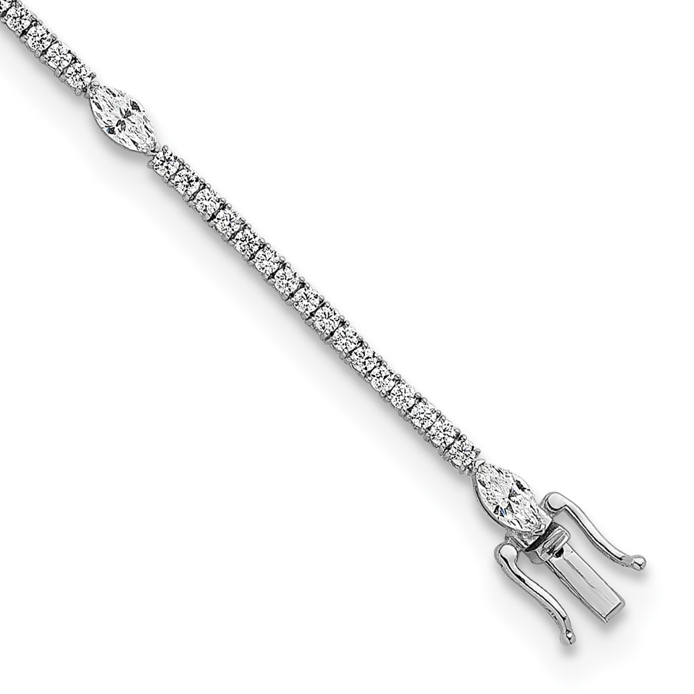 True Origin 14K White Gold 3.62 Carat Lab Grown Diamond VS+ F+ Marquise Center Complete Bracelet, 7"