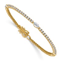 True Origin 14K Yellow Gold 3.62 Carat Lab Grown Diamond VS+ F+ Marquise Center Complete Bracelet, 7" view 3