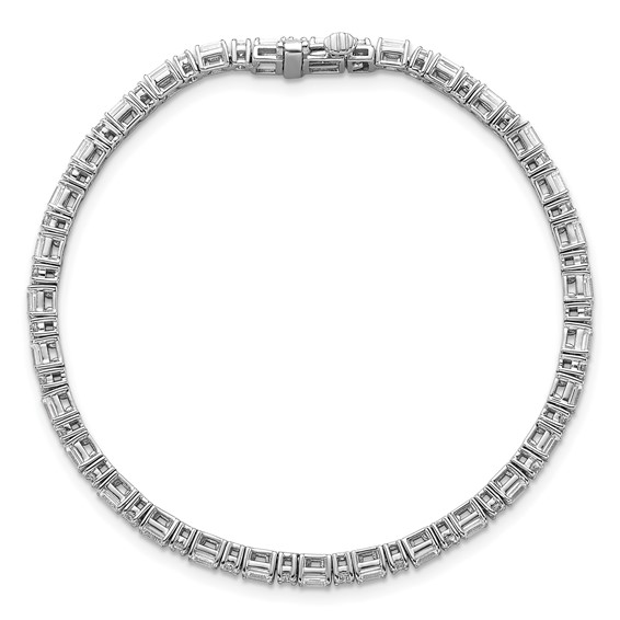 14K White Gold Certified VS/SI FGH Lab Grown Emerald and Round Diamond Tenn