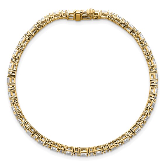 14K Yellow Gold VS/SI+ G+ Lab Grown Emerald and Round Diamond Tennis Brac