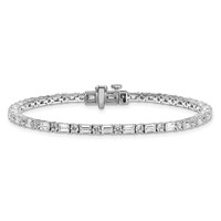 14K White Gold 4.88 Carat Lab Grown Diamond VS SI+ G+ Complete Emerald and Round Tennis Bracelet view 3
