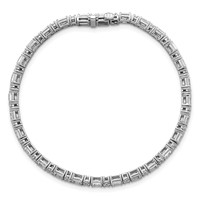 14K White Gold 4.88 Carat Lab Grown Diamond VS SI+ G+ Complete Emerald and Round Tennis Bracelet view 4