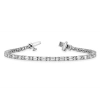 14K White Gold 4.88 Carat Lab Grown Diamond VS SI+ G+ Complete Emerald and Round Tennis Bracelet view 5