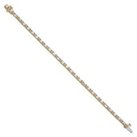 14K Yellow Gold 4.88 Carat Lab Grown Diamond VS SI+ G+ Complete Emerald and Round Tennis Bracelet view 2