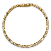 14K Yellow Gold 4.88 Carat Lab Grown Diamond VS SI+ G+ Complete Emerald and Round Tennis Bracelet view 4