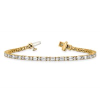 14K Yellow Gold 4.88 Carat Lab Grown Diamond VS SI+ G+ Complete Emerald and Round Tennis Bracelet view 5