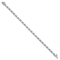 14K White Gold 7 Carat Lab Grown Diamond VS SI+ G+ Complete Emerald and Round Tennis Bracelet view 2