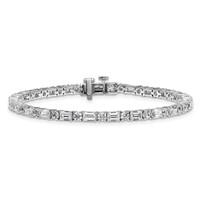 14K White Gold 7 Carat Lab Grown Diamond VS SI+ G+ Complete Emerald and Round Tennis Bracelet view 3