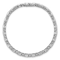14K White Gold 7 Carat Lab Grown Diamond VS SI+ G+ Complete Emerald and Round Tennis Bracelet view 4