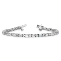 14K White Gold 7 Carat Lab Grown Diamond VS SI+ G+ Complete Emerald and Round Tennis Bracelet view 5