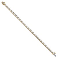 14K Yellow Gold 7 Carat Certified Lab Grown Diamond VS SI+ G+ Complete Emerald and Round Tennis Bracelet view 2