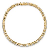14K Yellow Gold 7 Carat Certified Lab Grown Diamond VS SI+ G+ Complete Emerald and Round Tennis Bracelet view 4