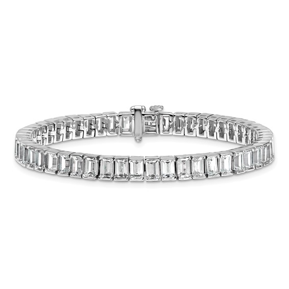 14K White Gold ctw VS/SI+ G+ Lab Grown Emerald Diamond Tennis Bracelet