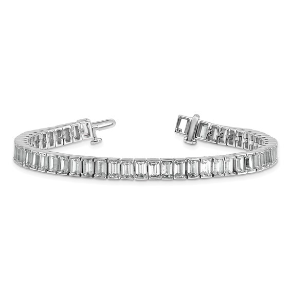 14K White Gold ctw VS/SI+ G+ Lab Grown Emerald Diamond Tennis Bracelet