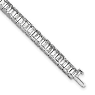 14K White Gold ctw VS/SI+ G+ Lab Grown Emerald Diamond Tennis Bracelet