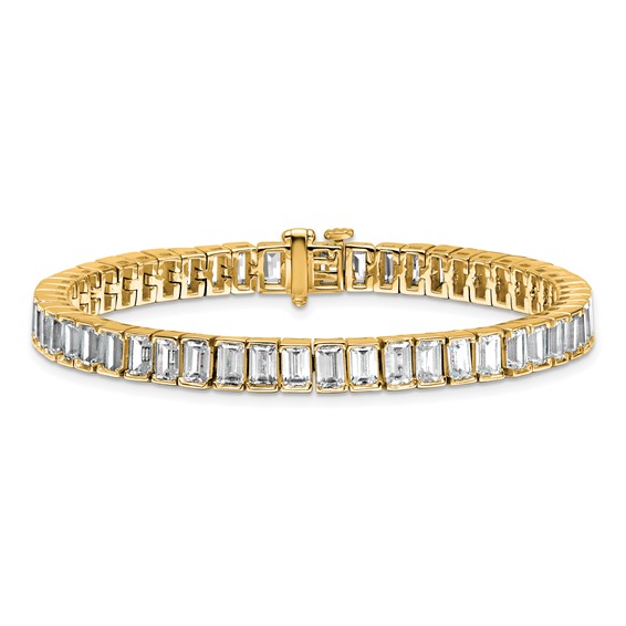 14K Yellow Gold ctw VS+ F+ Lab Grown Emerald Diamond Tennis Bracelet