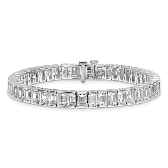 14K White Gold ctw VS+ F+ Lab Grown Emerald Diamond Tennis Bracelet