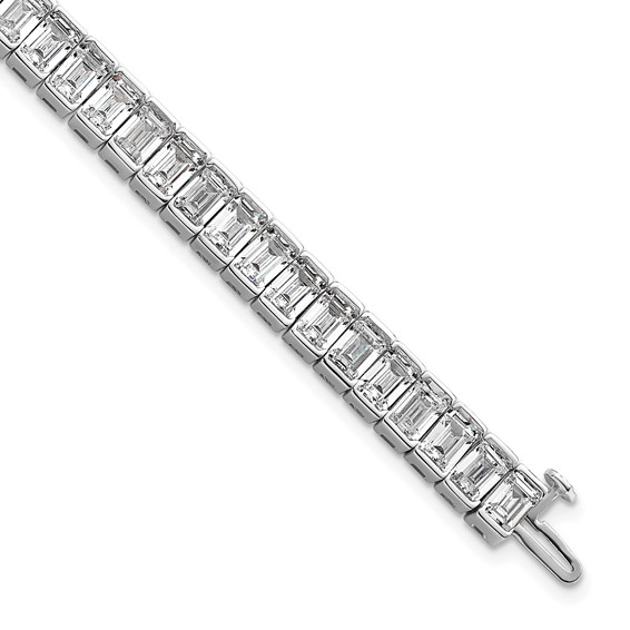 14K White Gold ctw VS+ F+ Lab Grown Emerald Diamond Tennis Bracelet