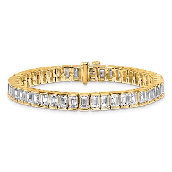 14K Yellow Gold ctw VS+ F+ Lab Grown Emerald Diamond Tennis Bracelet