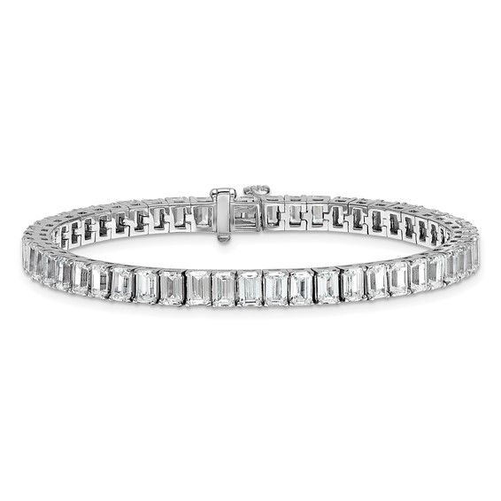 14K White Gold ctw VS+ F+ Lab Grown Emerald Diamond Tennis Bracelet