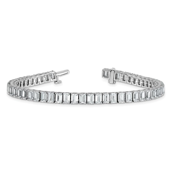 14K White Gold ctw VS+ F+ Lab Grown Emerald Diamond Tennis Bracelet