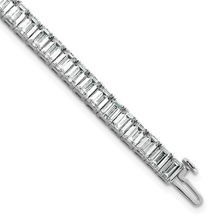 14K White Gold ctw VS+ F+ Lab Grown Emerald Diamond Tennis Bracelet