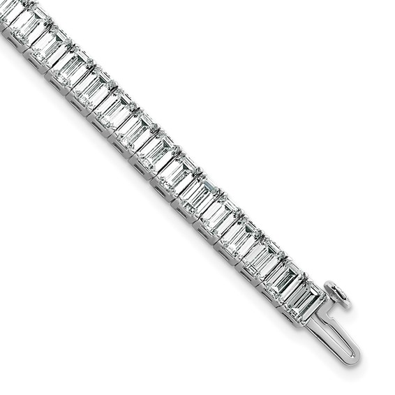 14K White Gold ctw VS+ F+ Lab Grown Emerald Diamond Tennis Bracelet